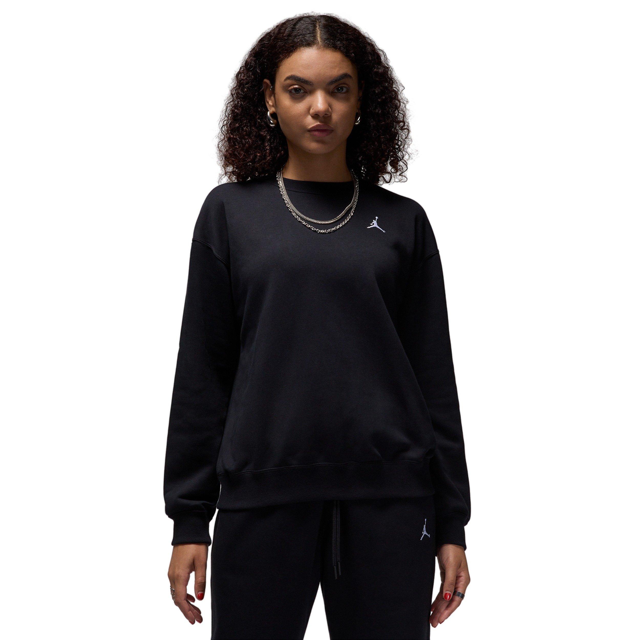 Jordan Women's Brooklyn Fleece French Terry Crew-Neck Sweatshirt - BLACK/WHITE